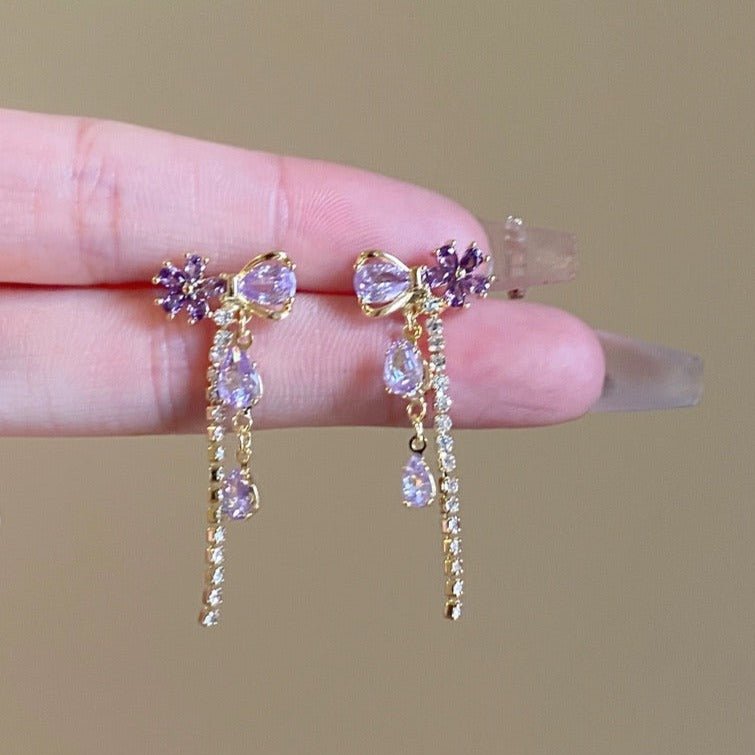 Tropfenohrringe mit Blumenband - Vivienne