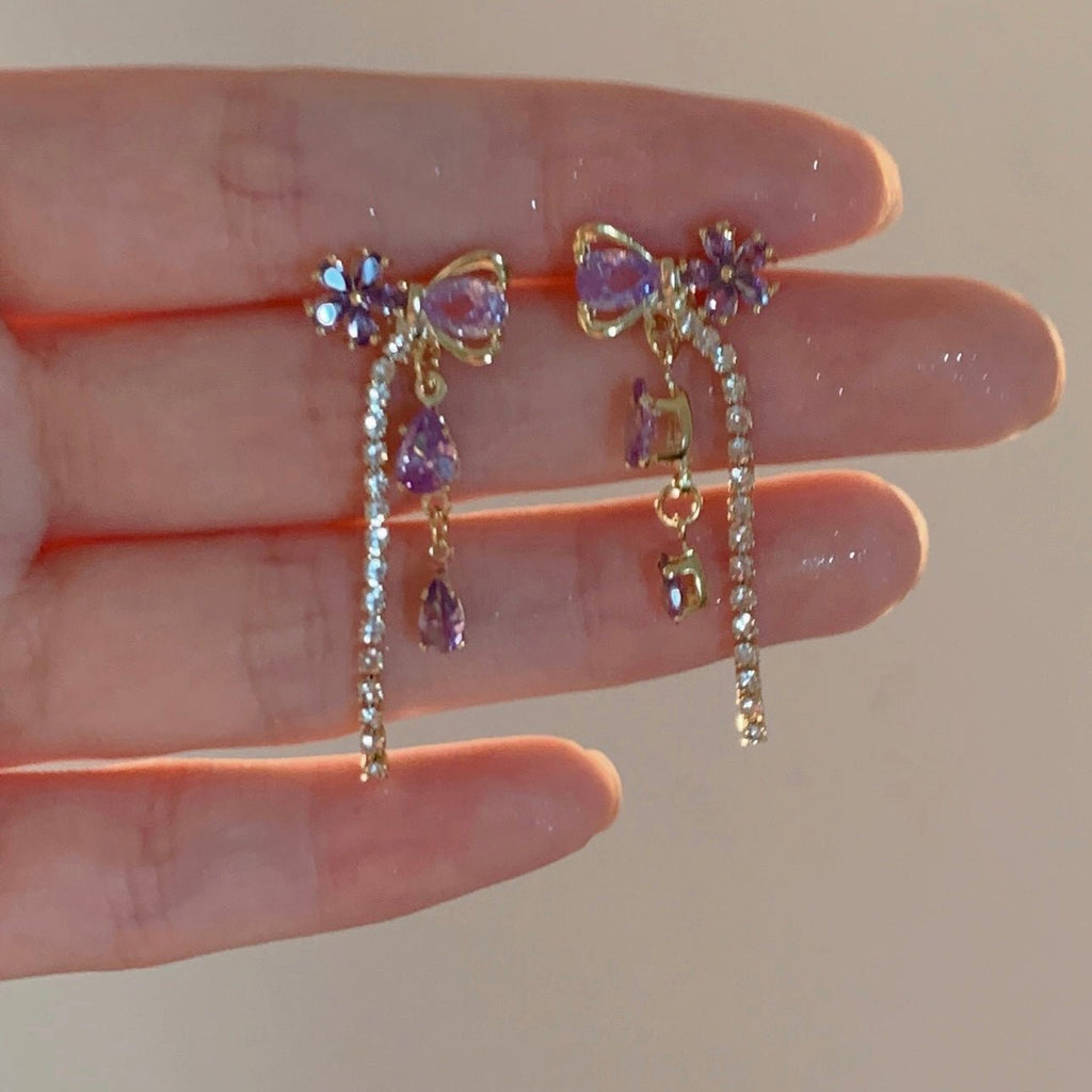 Tropfenohrringe mit Blumenband - Vivienne