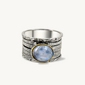Frida - Mondstein 925 Silber Drehring mit Messingfassung