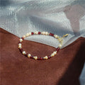 Granat- und Perlenarmband (massives Silber)