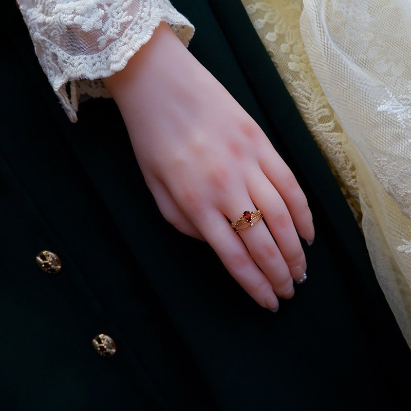 Granat-Tiara-Ring-Set