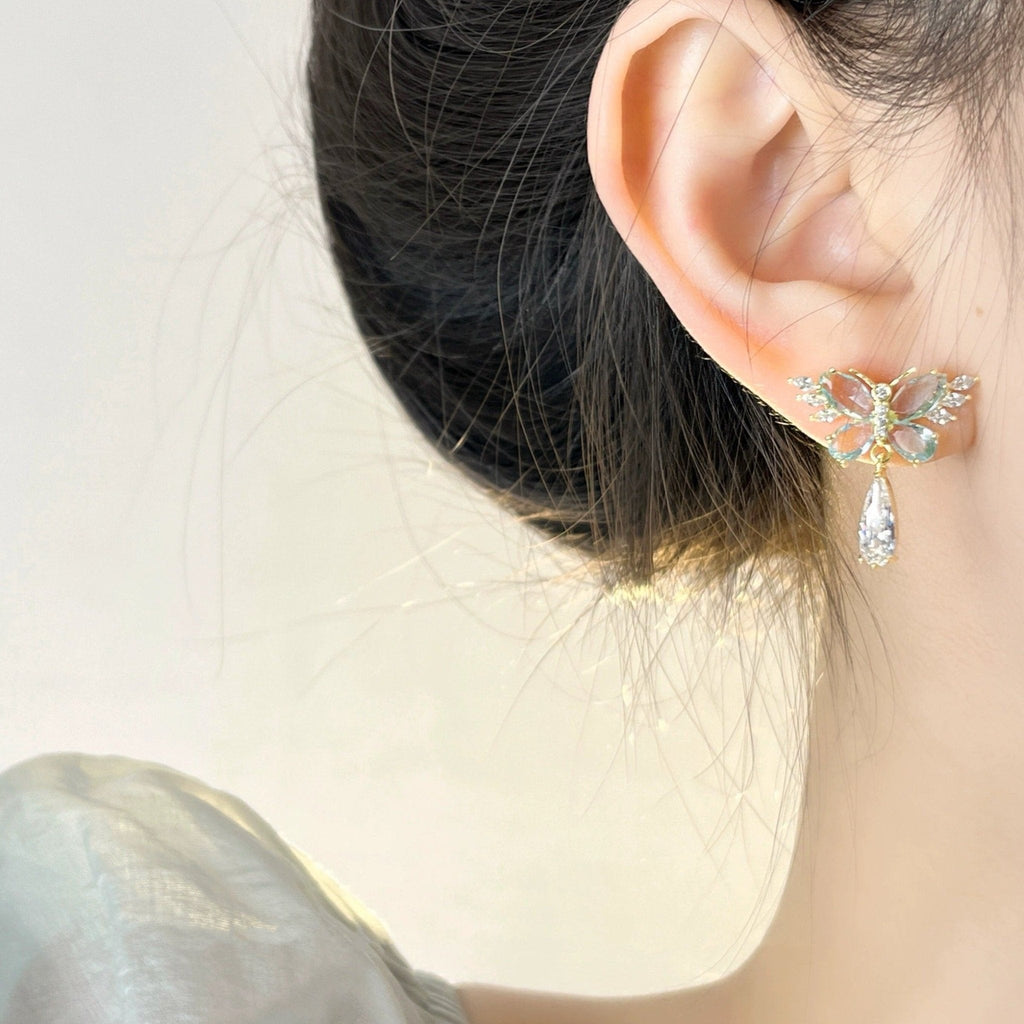 Grüne Schmetterlingsohrringe