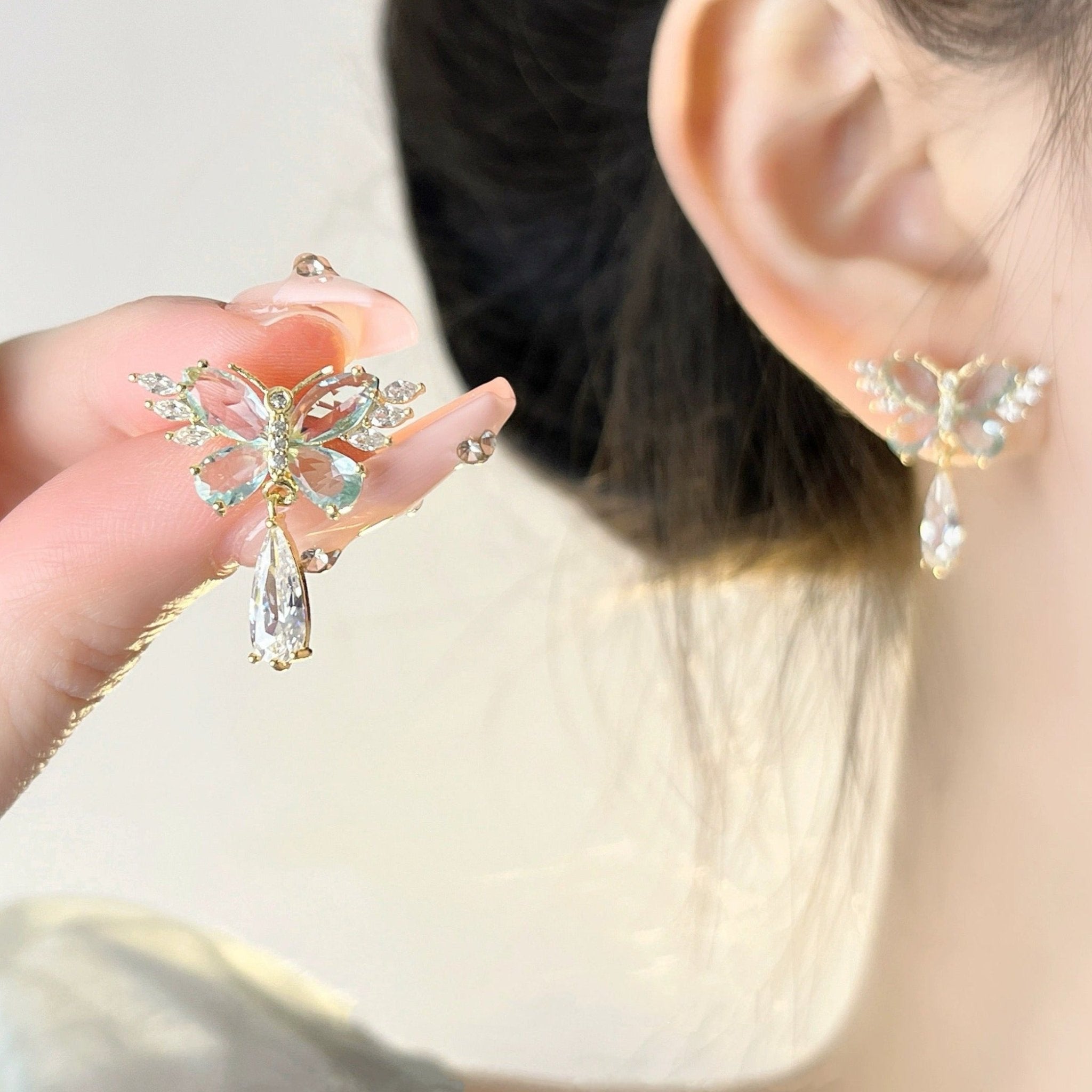 Grüne Schmetterlingsohrringe