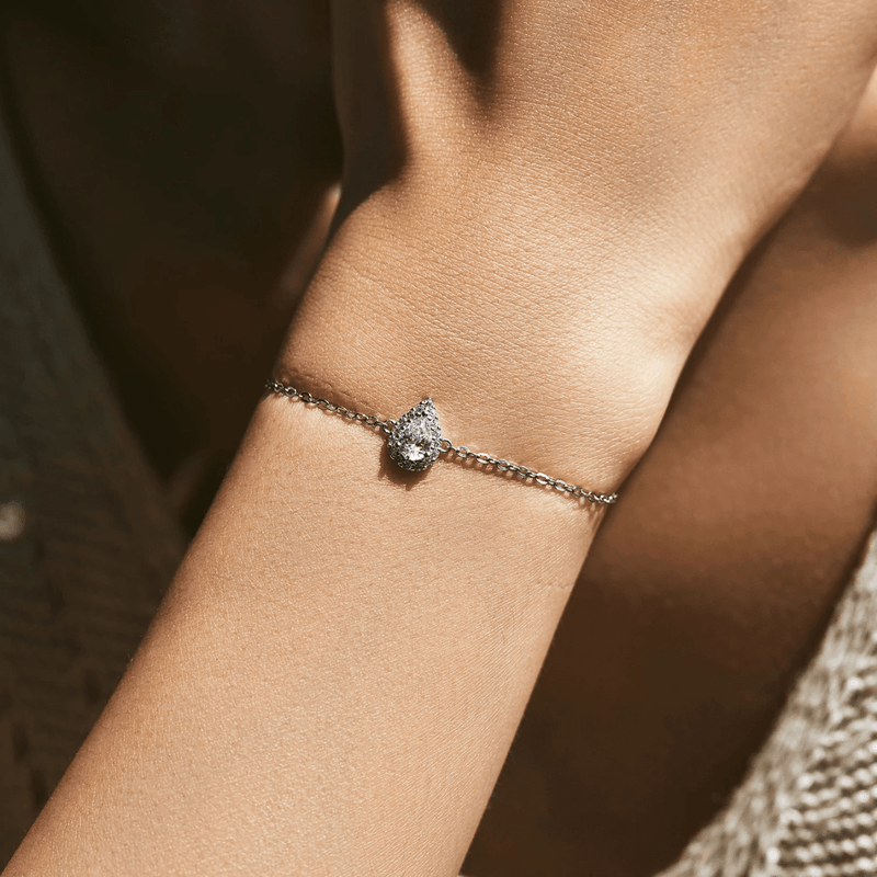 Halo Tropfen Armband Sterling Silber