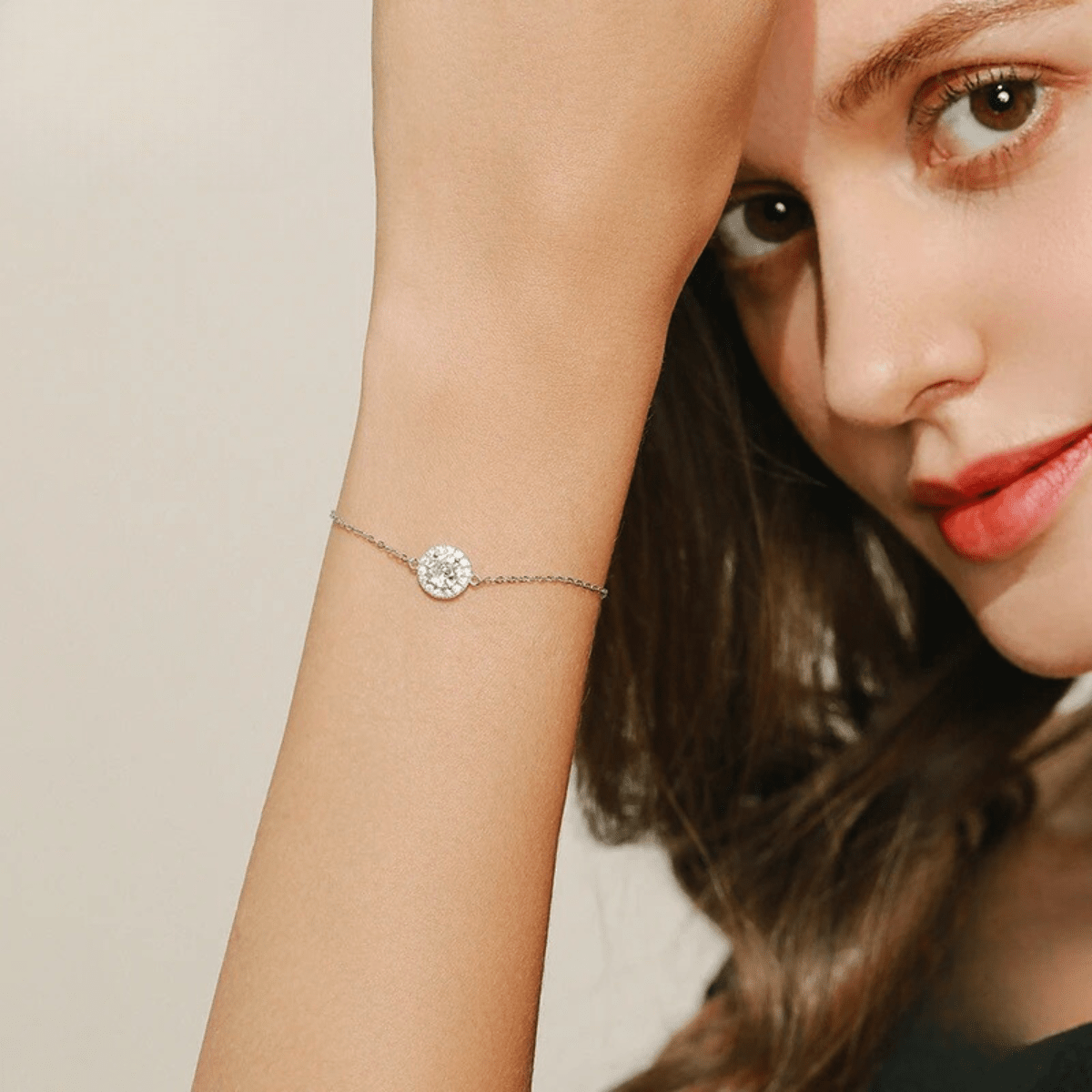 Halo Edelstein-Silberarmband