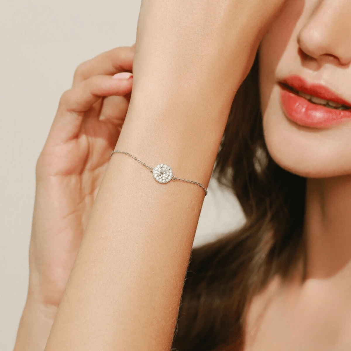 Halo Edelstein-Silberarmband