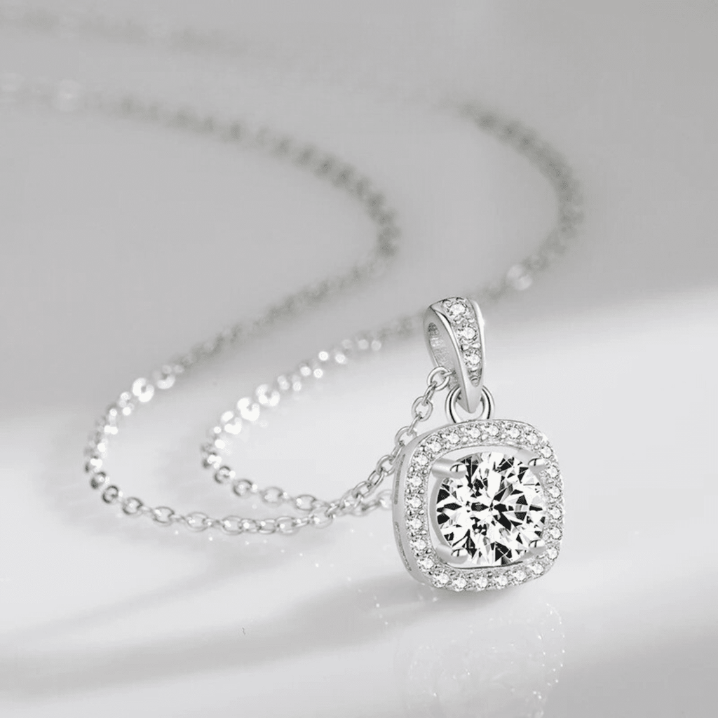 Halo Sparkle Silber Halskette - Helles Rund