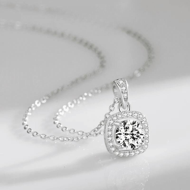 Halo Sparkle Silber Halskette - Helles Rund