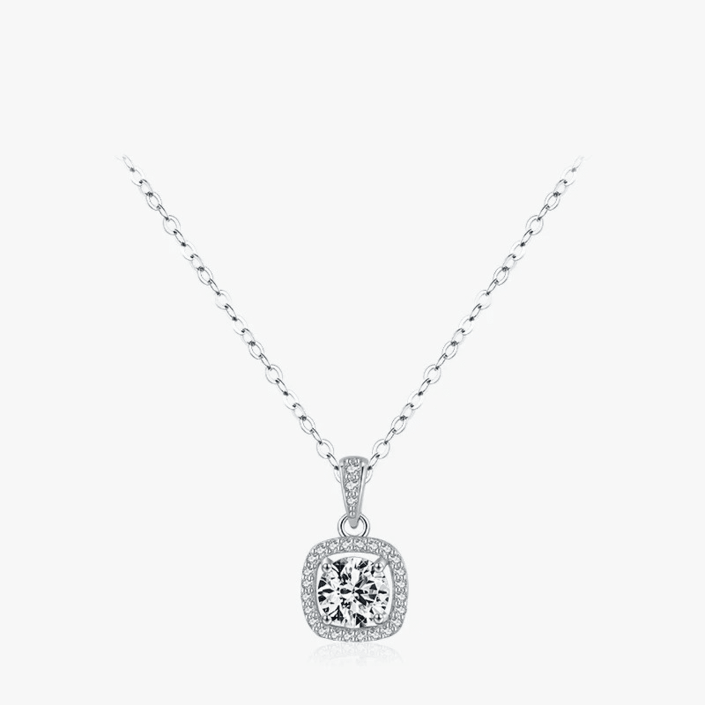 Halo Sparkle Silber Halskette - Helles Rund