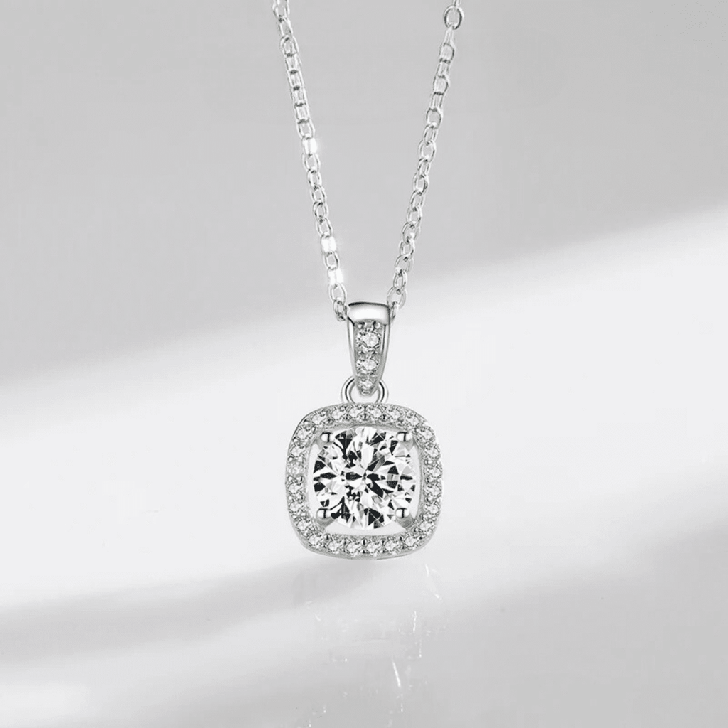 Halo Sparkle Silber Halskette - Helles Rund