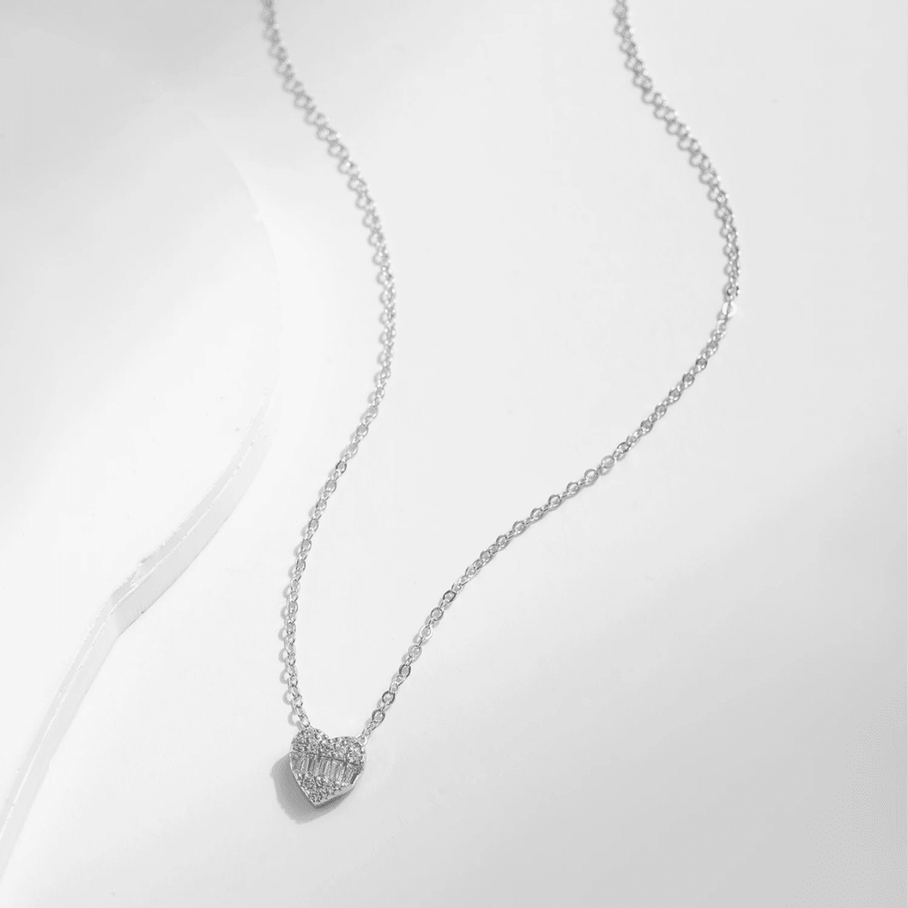 Herz Silber Halskette - Herz Charm Silber Eleganz Halskette