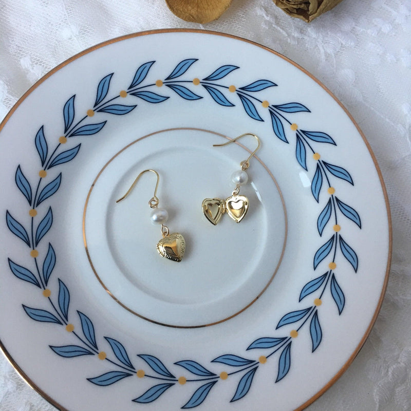 Herz Medaillon Ohrringe