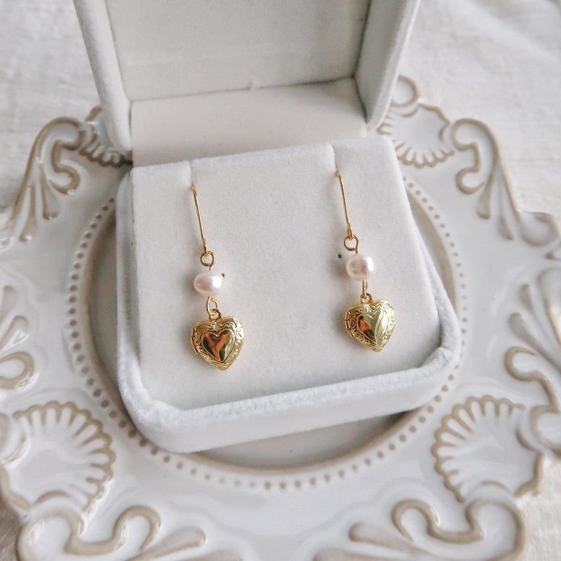 Herz Medaillon Ohrringe