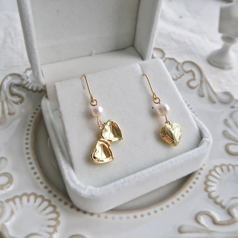 Herz Medaillon Ohrringe