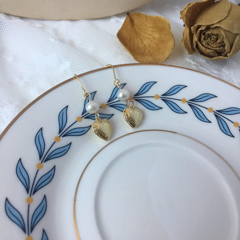 Herz Medaillon Ohrringe