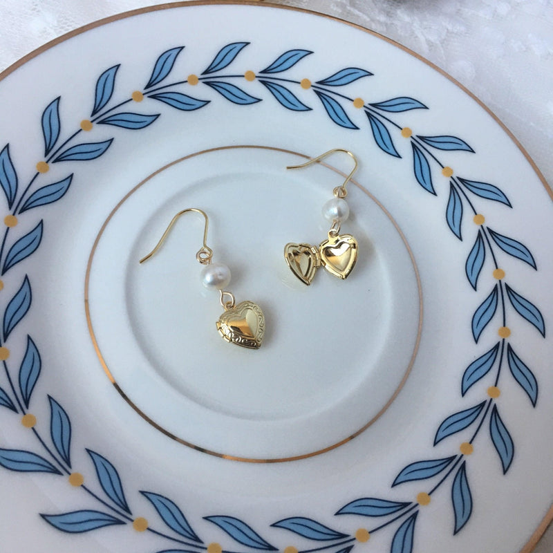 Herz Medaillon Ohrringe