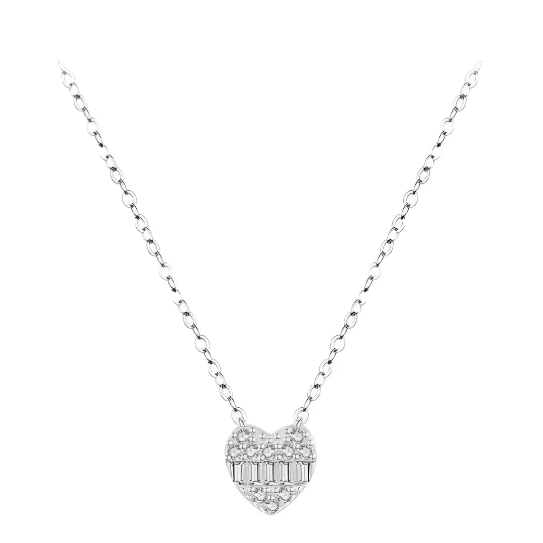 Herz Silber Halskette - Herz Charm Silber Eleganz Halskette