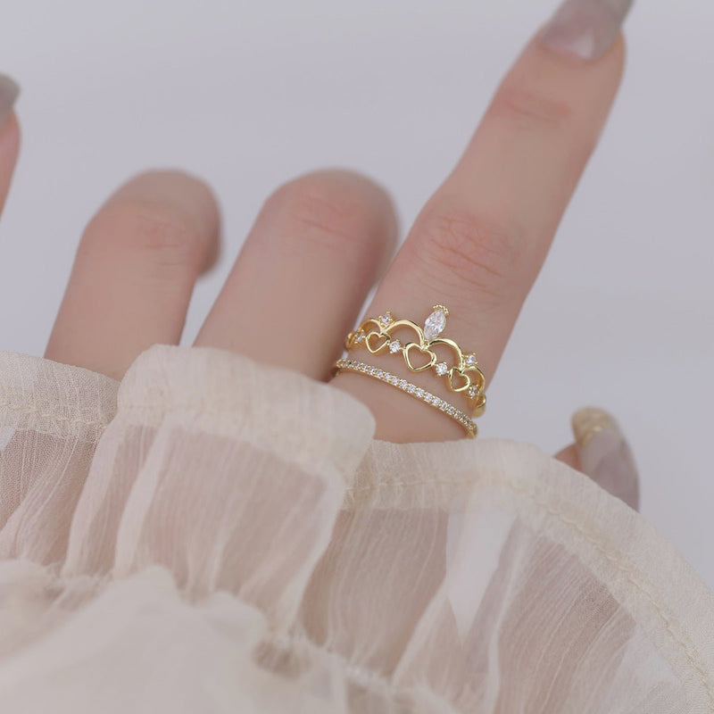 Herz-Tiara-Ring-Set