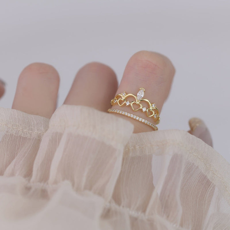 Herz-Tiara-Ring-Set