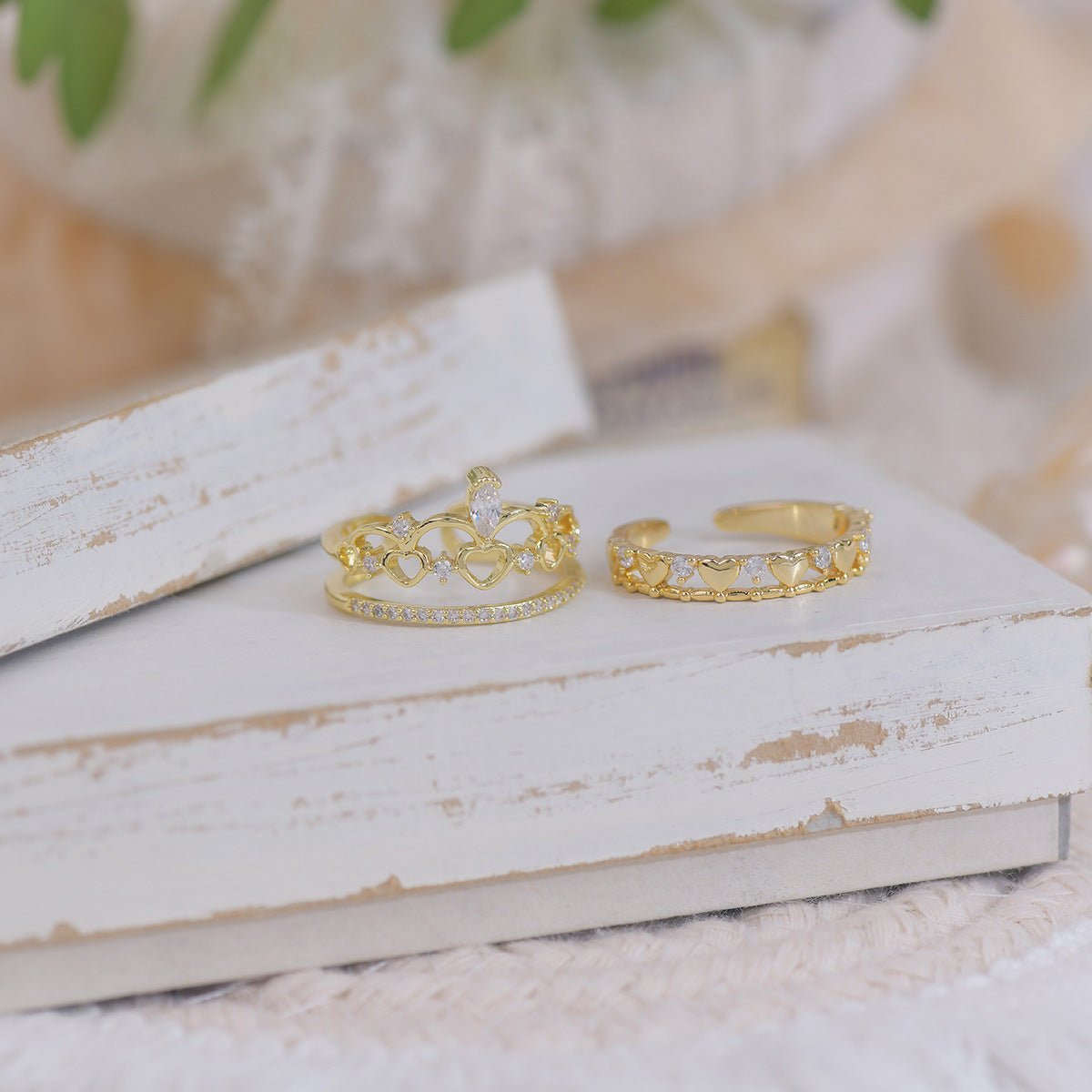 Herz-Tiara-Ring-Set