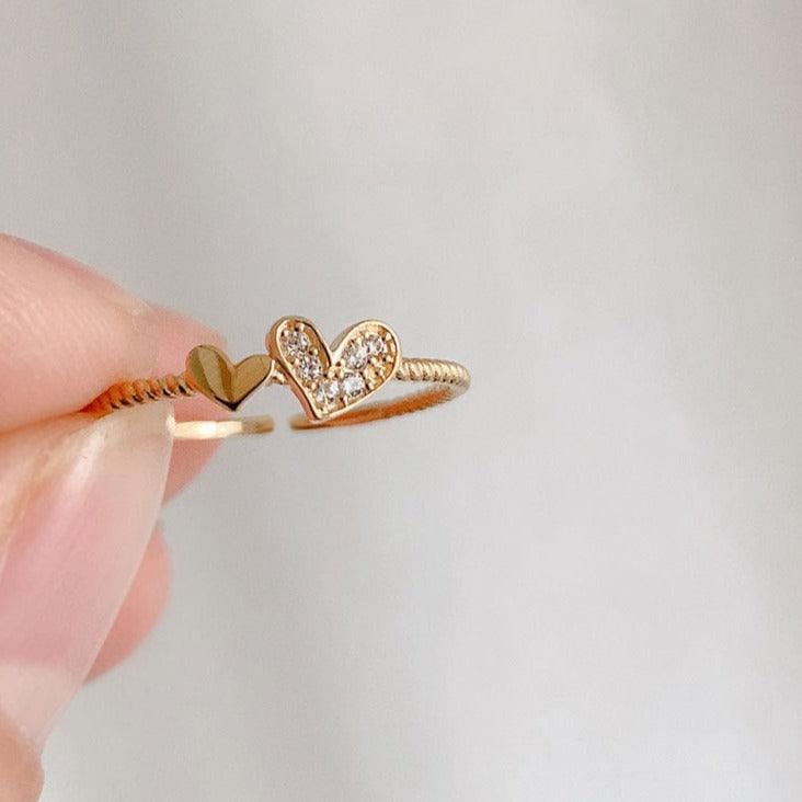 Herz-zu-Herz-Ring (massives Silber)