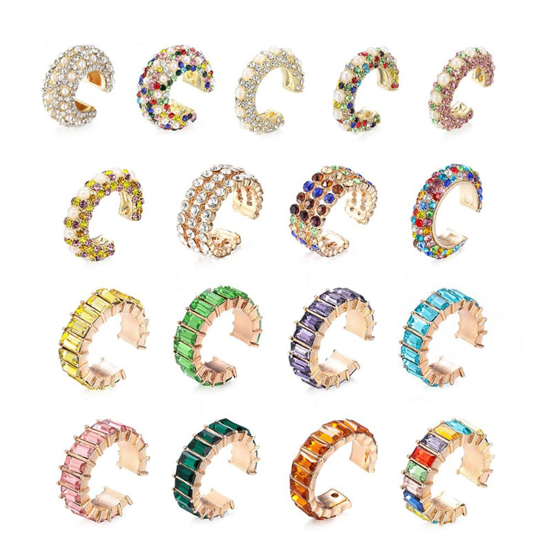 Stapelbare Ohrclips mit Zirkonia und Ohrknorpel-Manschetten