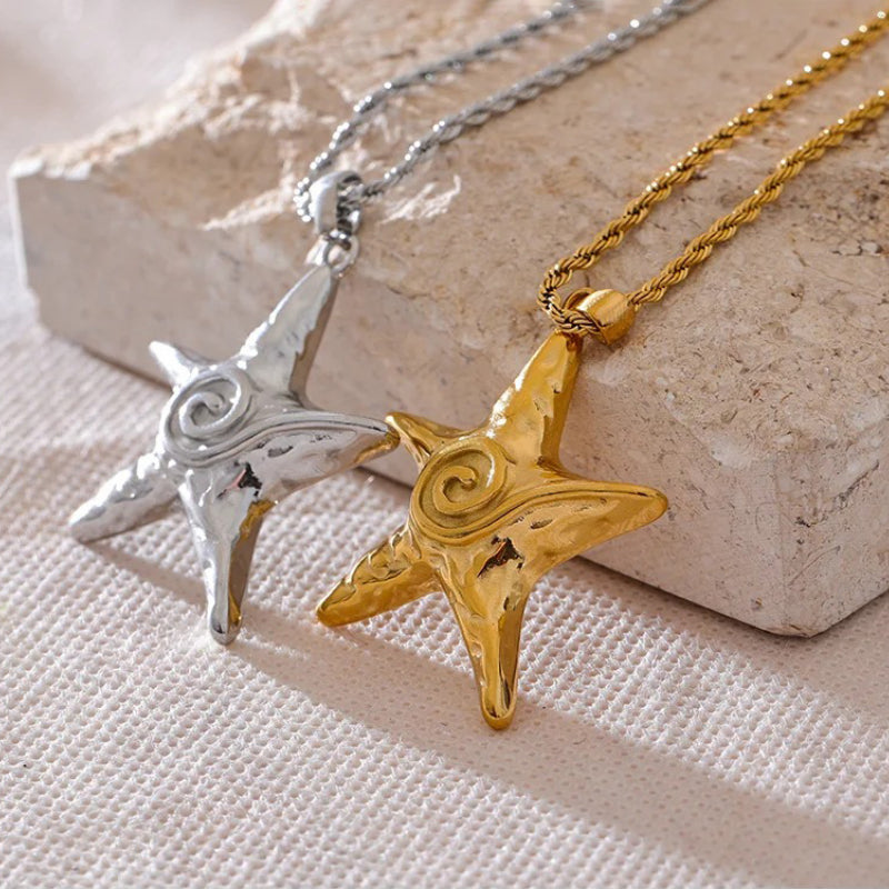 Halskette mit Seestern-Anhänger aus Edelstahl für Sommer am Meer