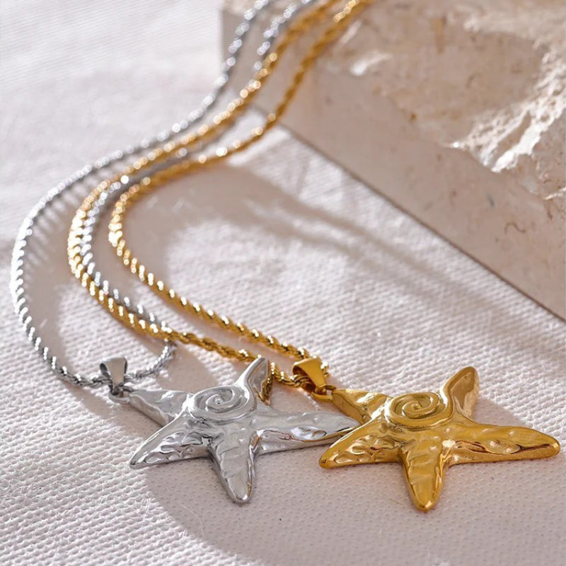 Halskette mit Seestern-Anhänger aus Edelstahl für Sommer am Meer