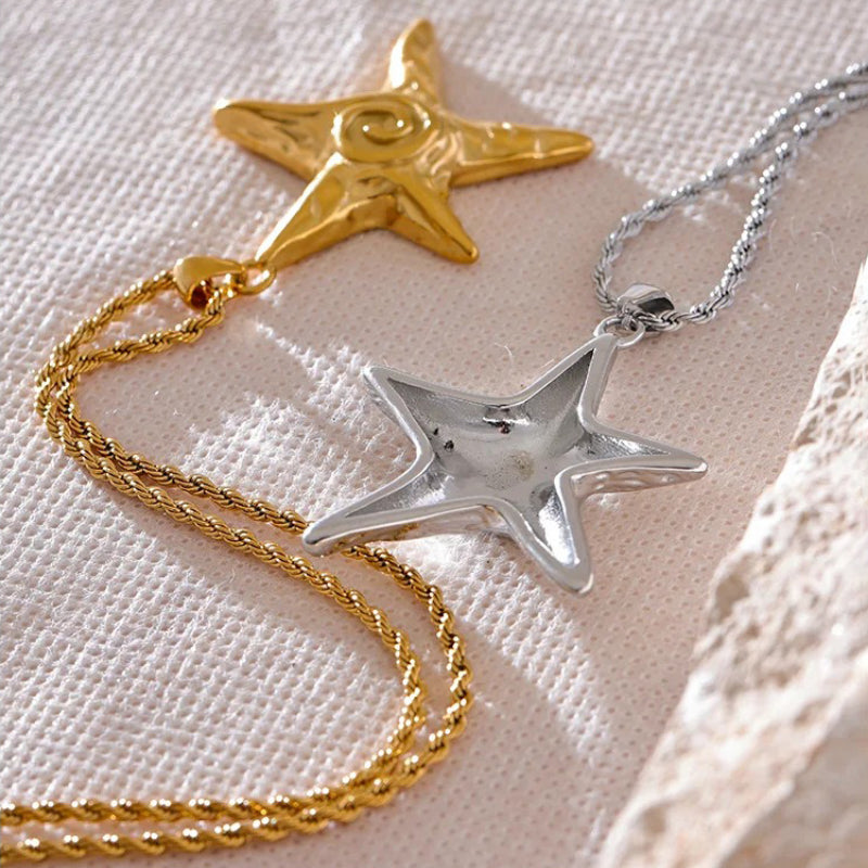 Halskette mit Seestern-Anhänger aus Edelstahl für Sommer am Meer