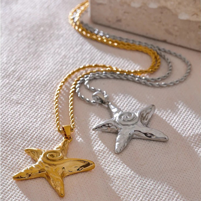 Halskette mit Seestern-Anhänger aus Edelstahl für Sommer am Meer