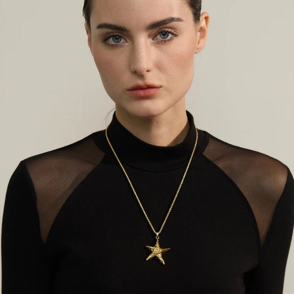 Halskette mit Seestern-Anhänger aus Edelstahl für Sommer am Meer