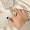 Exquisiter Ring mit Kunstperlen-Dekor für Damen