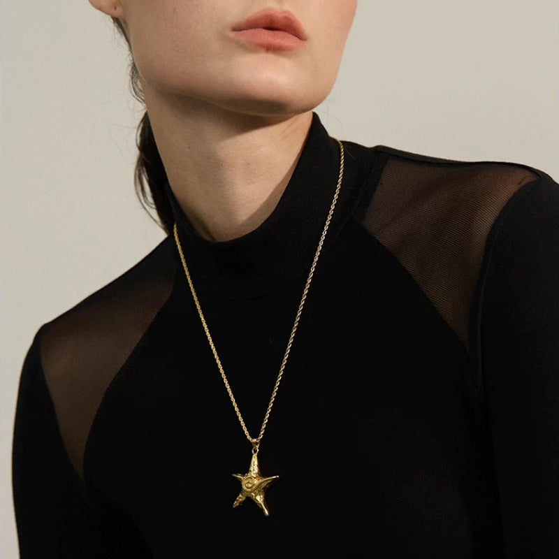 Halskette mit Seestern-Anhänger aus Edelstahl für Sommer am Meer