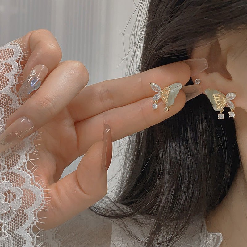 Jade-Schmetterlings-Ohrringe