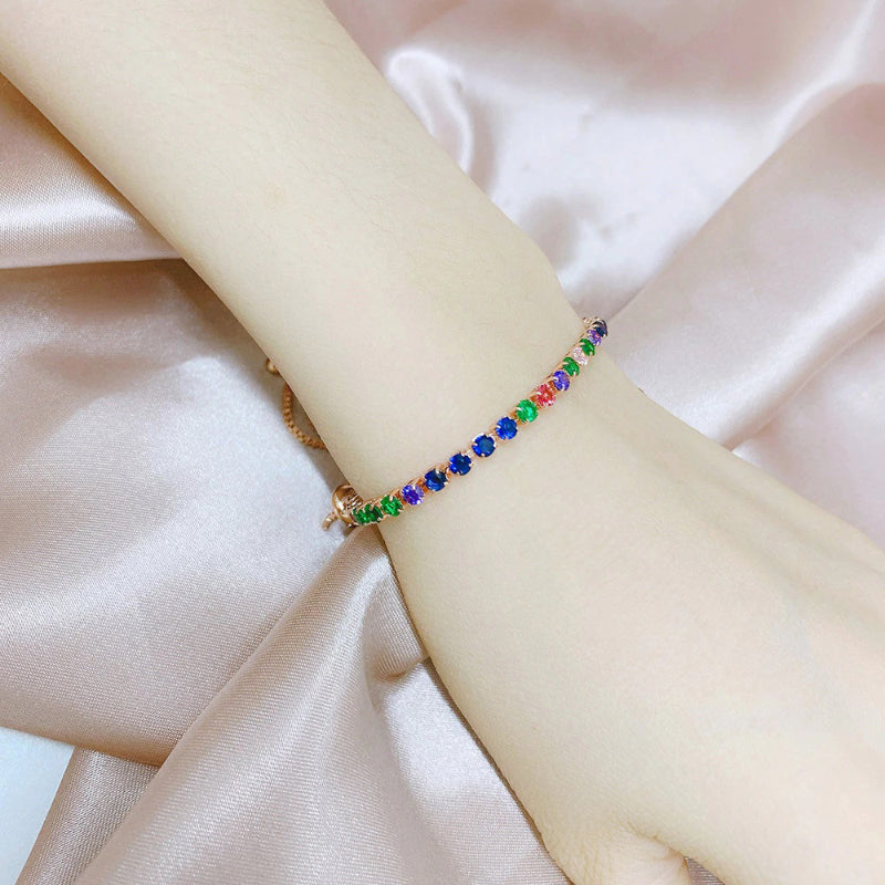 Lebendige, mehrfarbige Tennisarmbänder mit Zirkonia