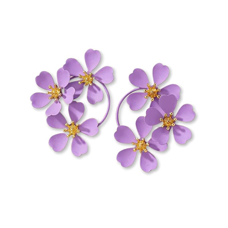 Florale Emaille Ohrringe, Gold Mitte, Schmuck im Botanischen Stil