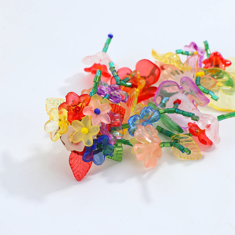 Ausgefallene handgemachte florale lange Quasten-Statement-Ohrringe