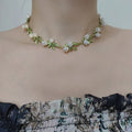 Elegante weiße Blumen Glocke Orchideen Perlen Schmuck Kollektion