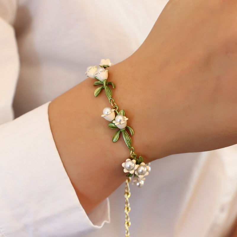 Elegante weiße Blumen Glocke Orchideen Perlen Schmuck Kollektion