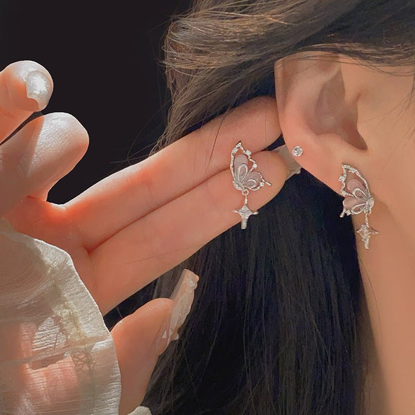 Lila Schmetterling Ohrringe