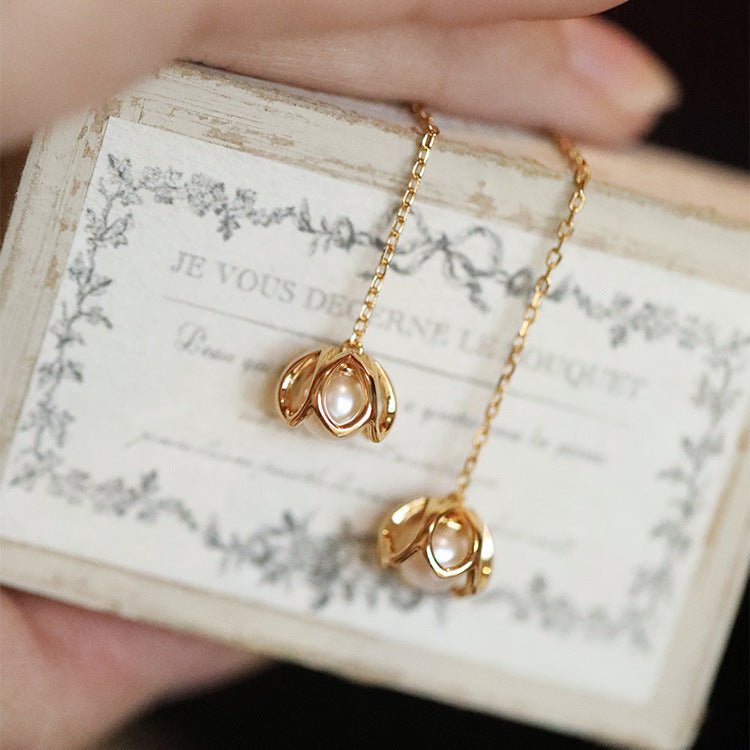 Maiglöckchen-Einfädler-Ohrringe (massives Silber)