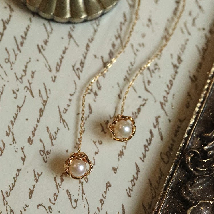 Maiglöckchen-Einfädler-Ohrringe (massives Silber)