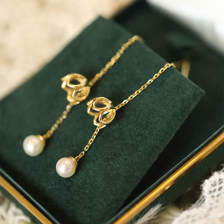 Maiglöckchen-Einfädler-Ohrringe (massives Silber)