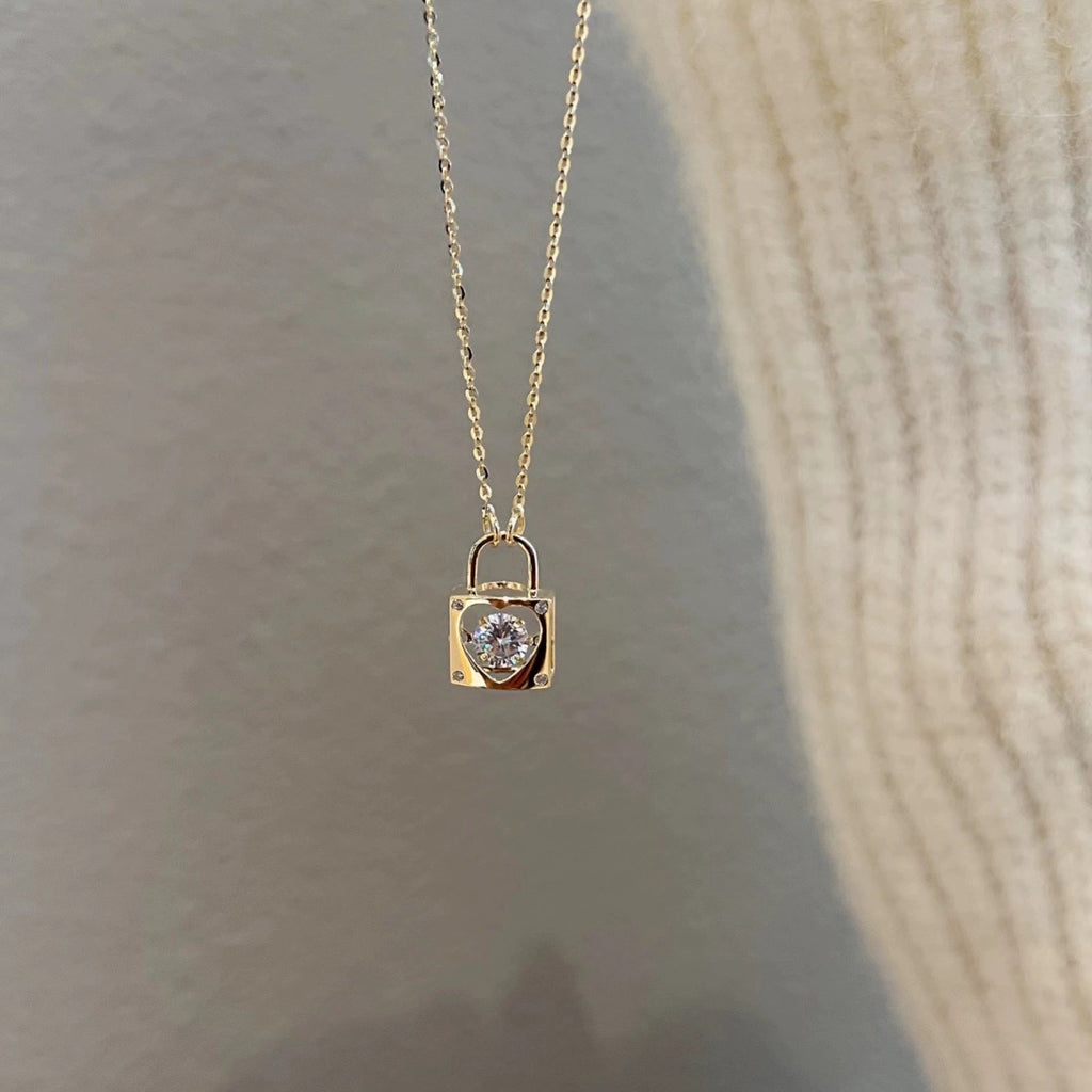 Liebesschloss-Halskette (massives Silber)