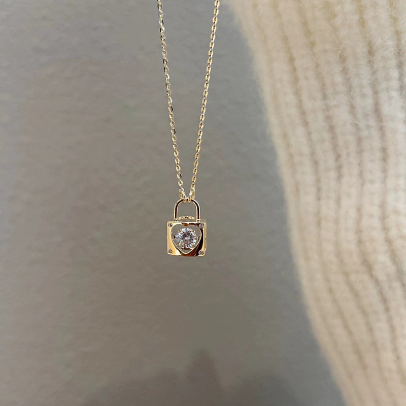 Liebesschloss-Halskette (massives Silber)