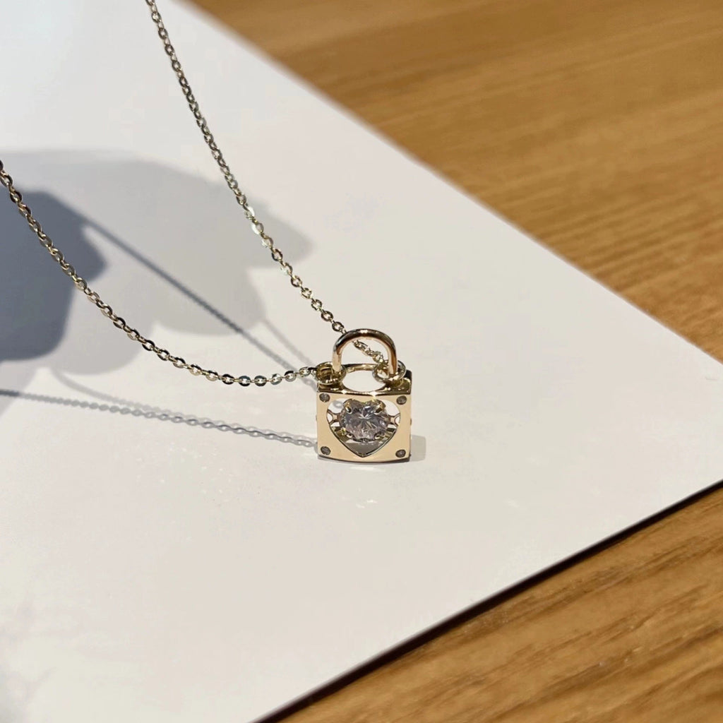 Liebesschloss-Halskette (massives Silber)