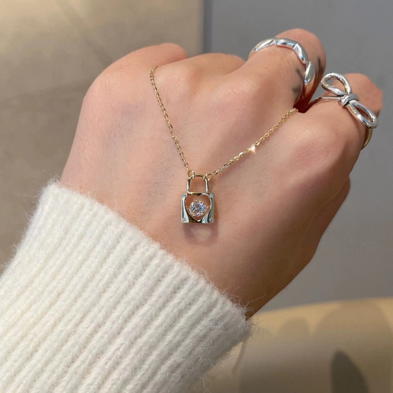 Liebesschloss-Halskette (massives Silber)