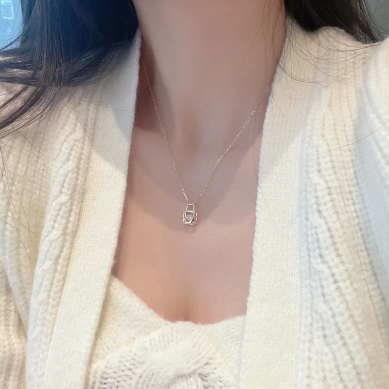 Liebesschloss-Halskette (massives Silber)