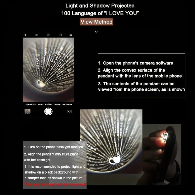 Love You Halskette | Beleuchteter Anhänger mit Liebessprachen