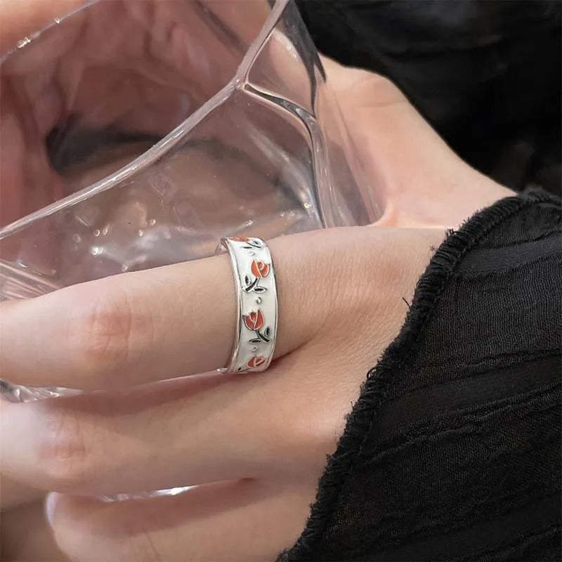 Carmiora - Zeitloser Blumen Emaille-Ring